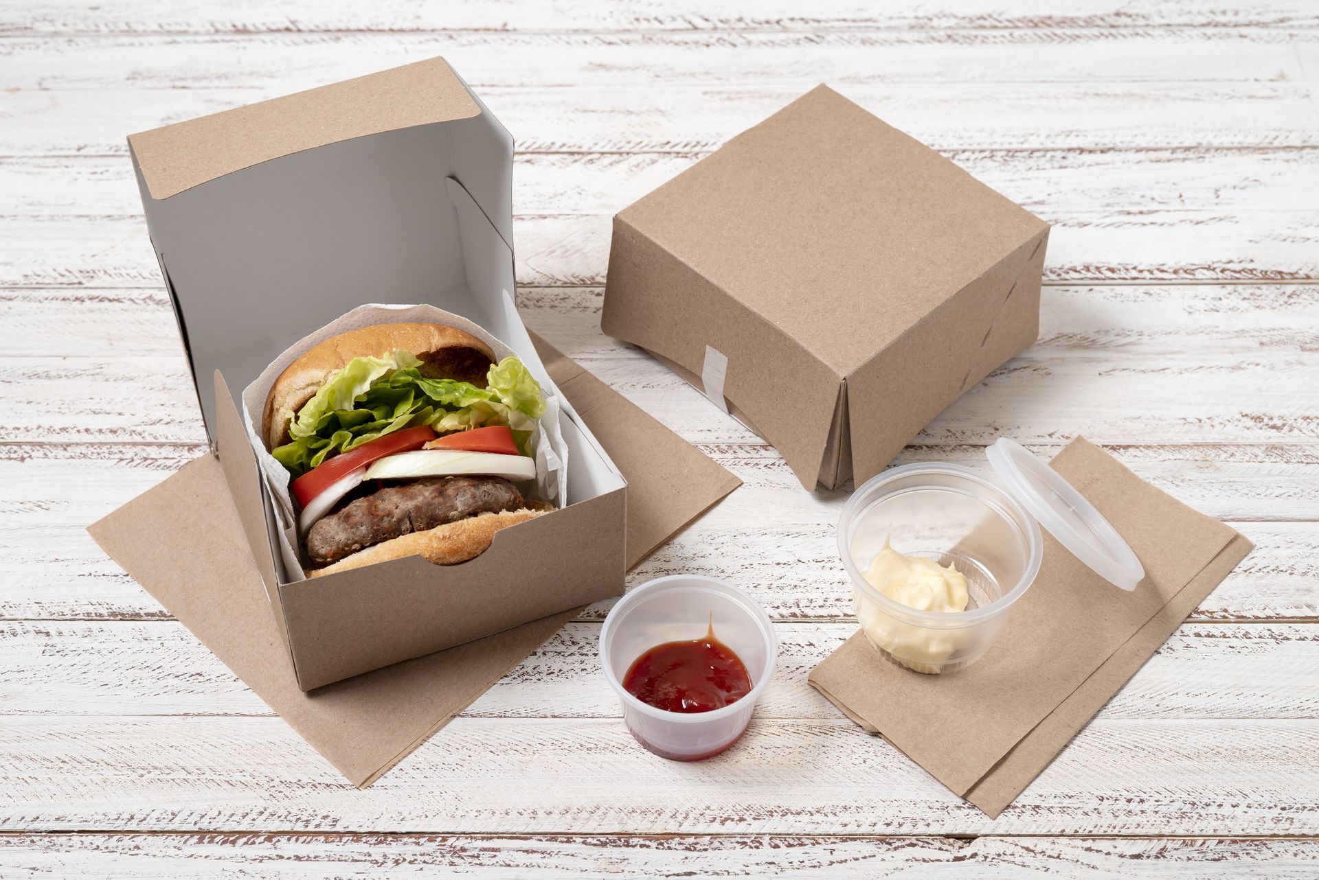 Street Food Burger Boxes and Sauce Cups